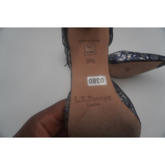 LK Bennett London Fauna Metallic Crackle Leather Suede Pointy Toe Pump Heel 39.5 - Picture 9 of 13